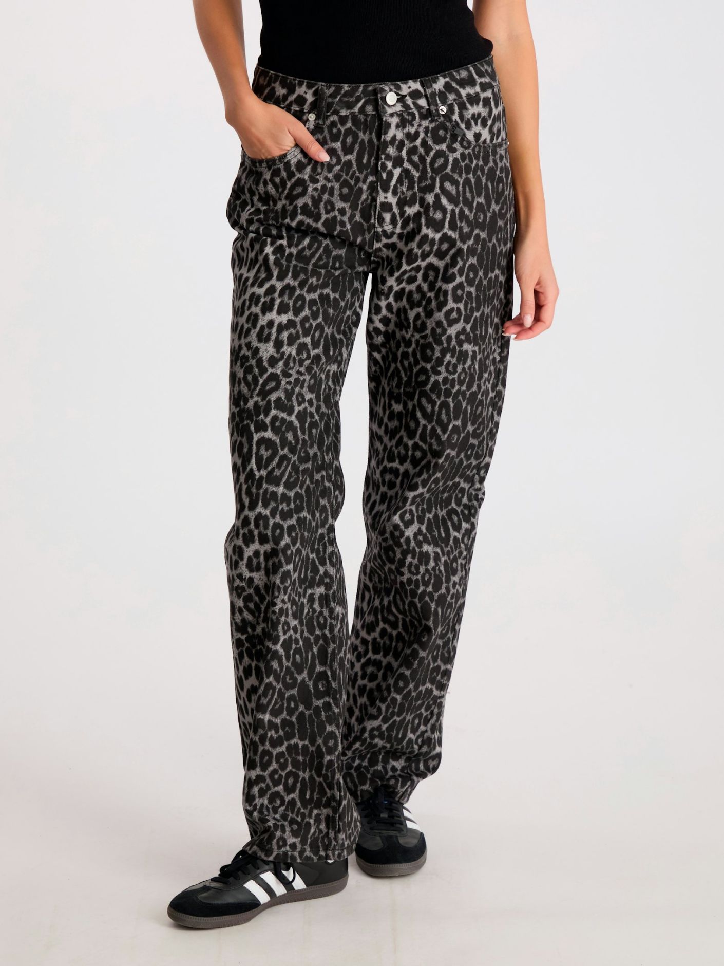 SIMONA LEOPARD PANTS GREY