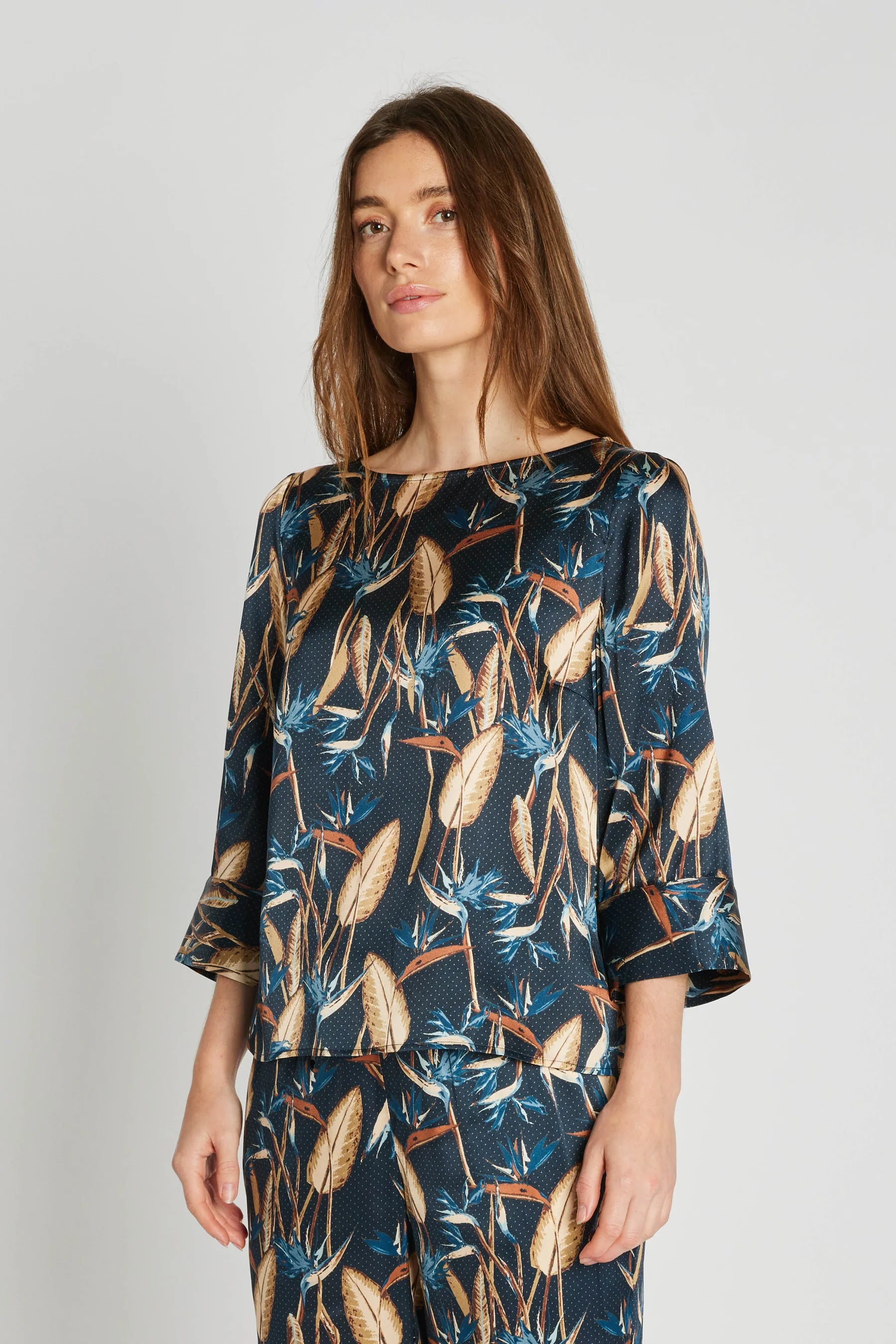 Silky Etta bluse - Blue print